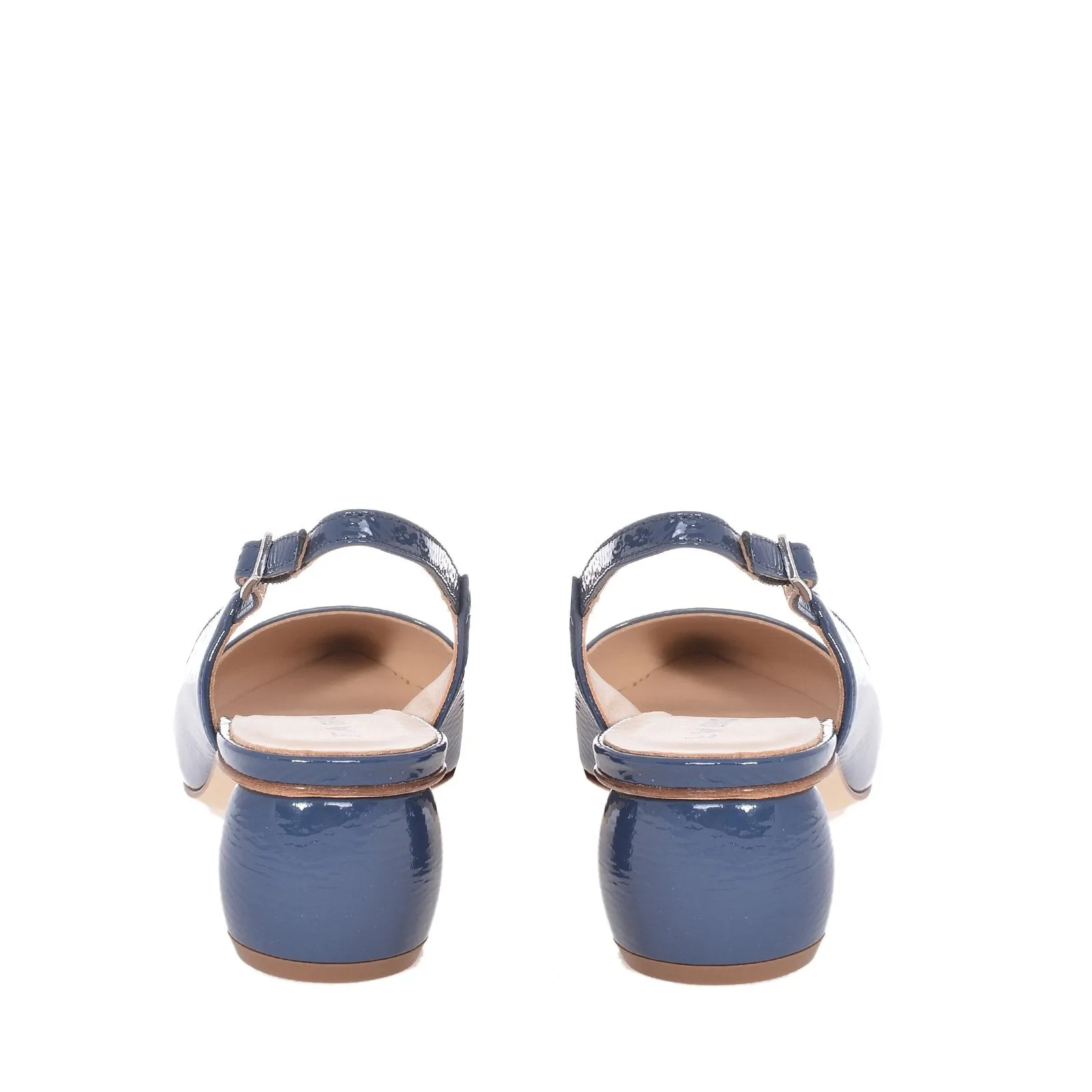 Naplak Leather Slingback Shoes In Navy