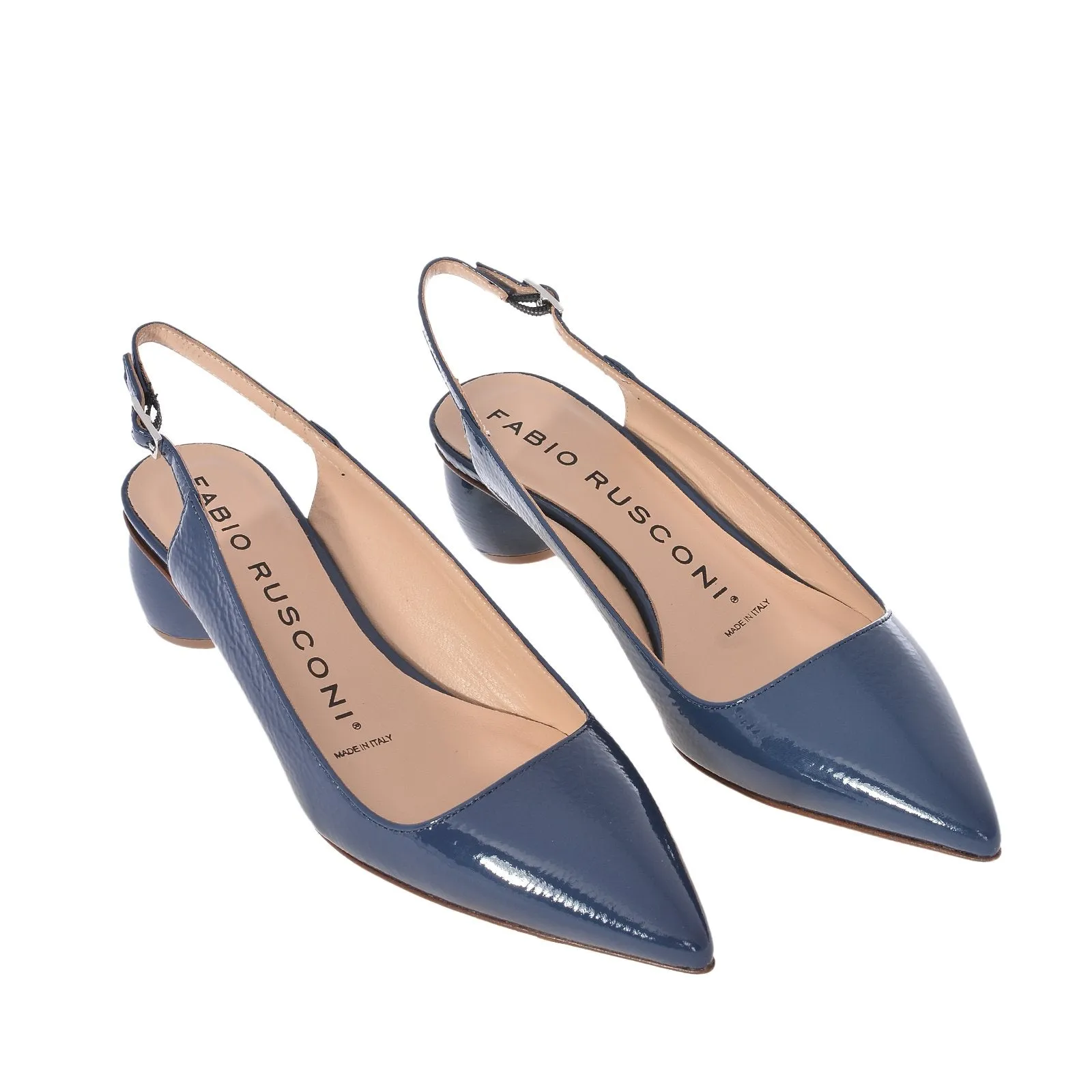 Naplak Leather Slingback Shoes In Navy