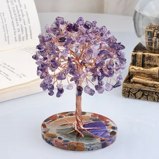 Natural Amethyst Base Weeping Willow Crystal Decoration