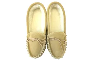 Natural Moccasins Wool Lined With Hard Sole
