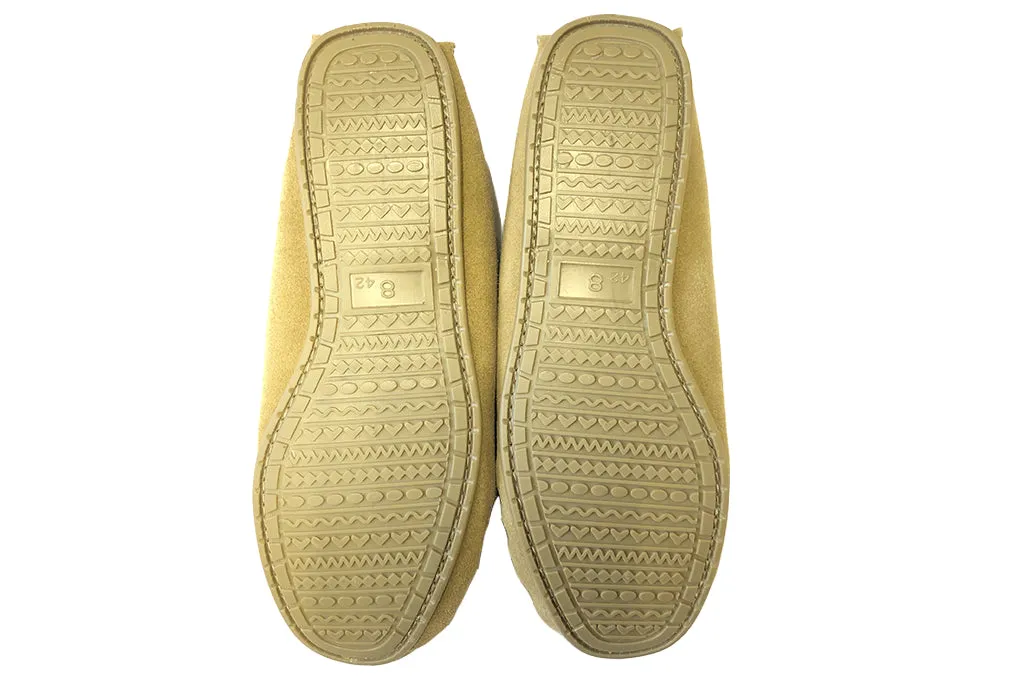 Natural Moccasins Wool Lined With Hard Sole