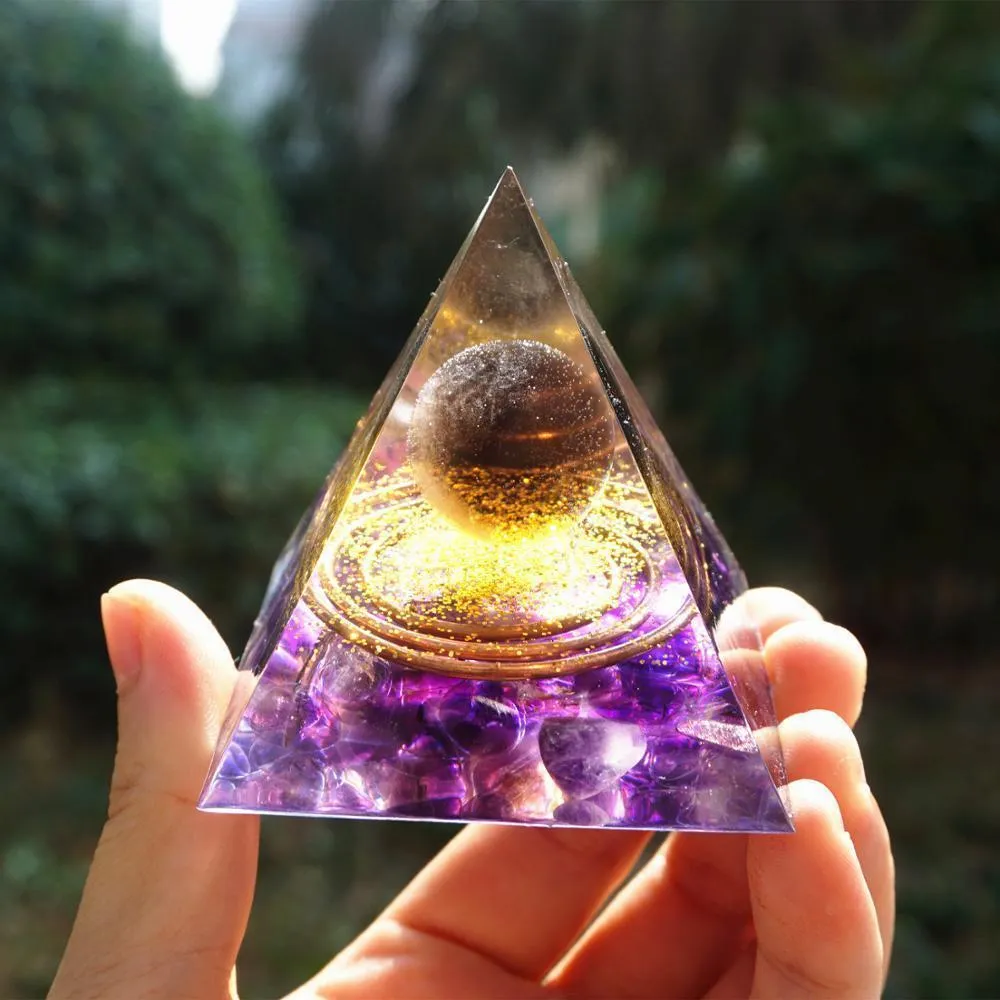 Natural Tiger Eye&Amethyst Orgonite Pyramid!
