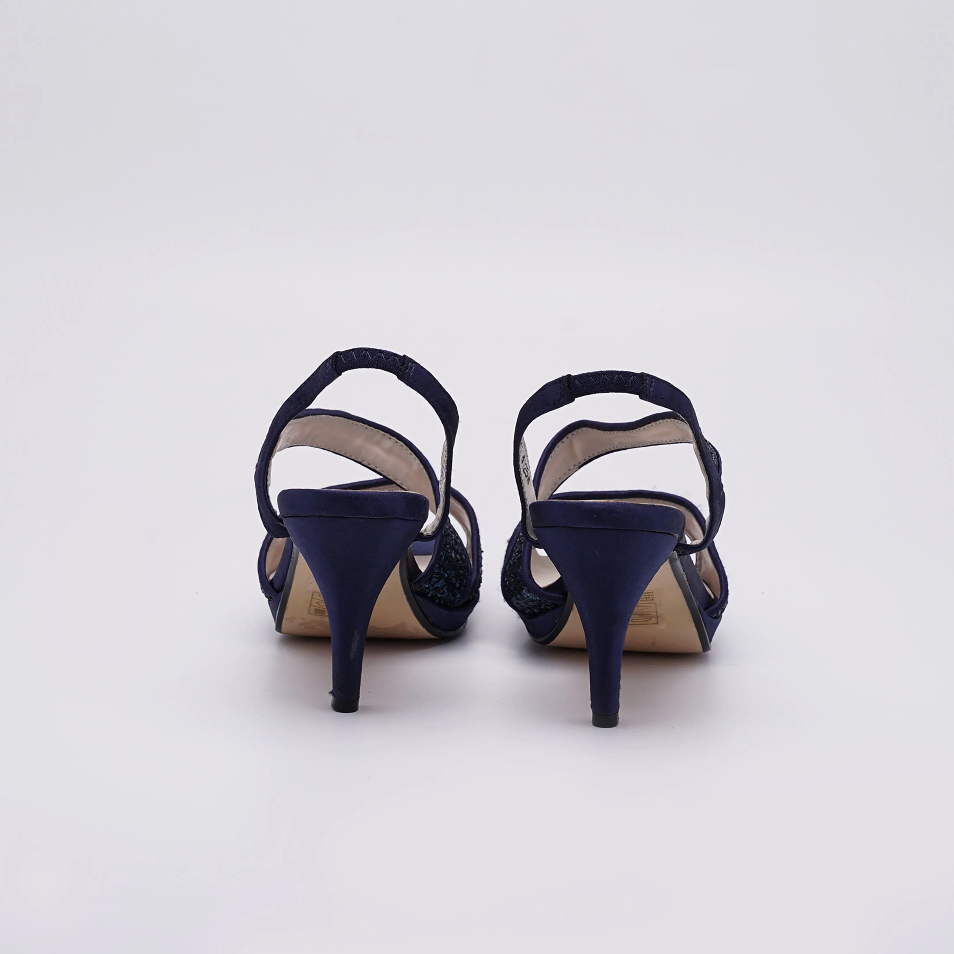 Navy Blue Glitter Slingback Heels