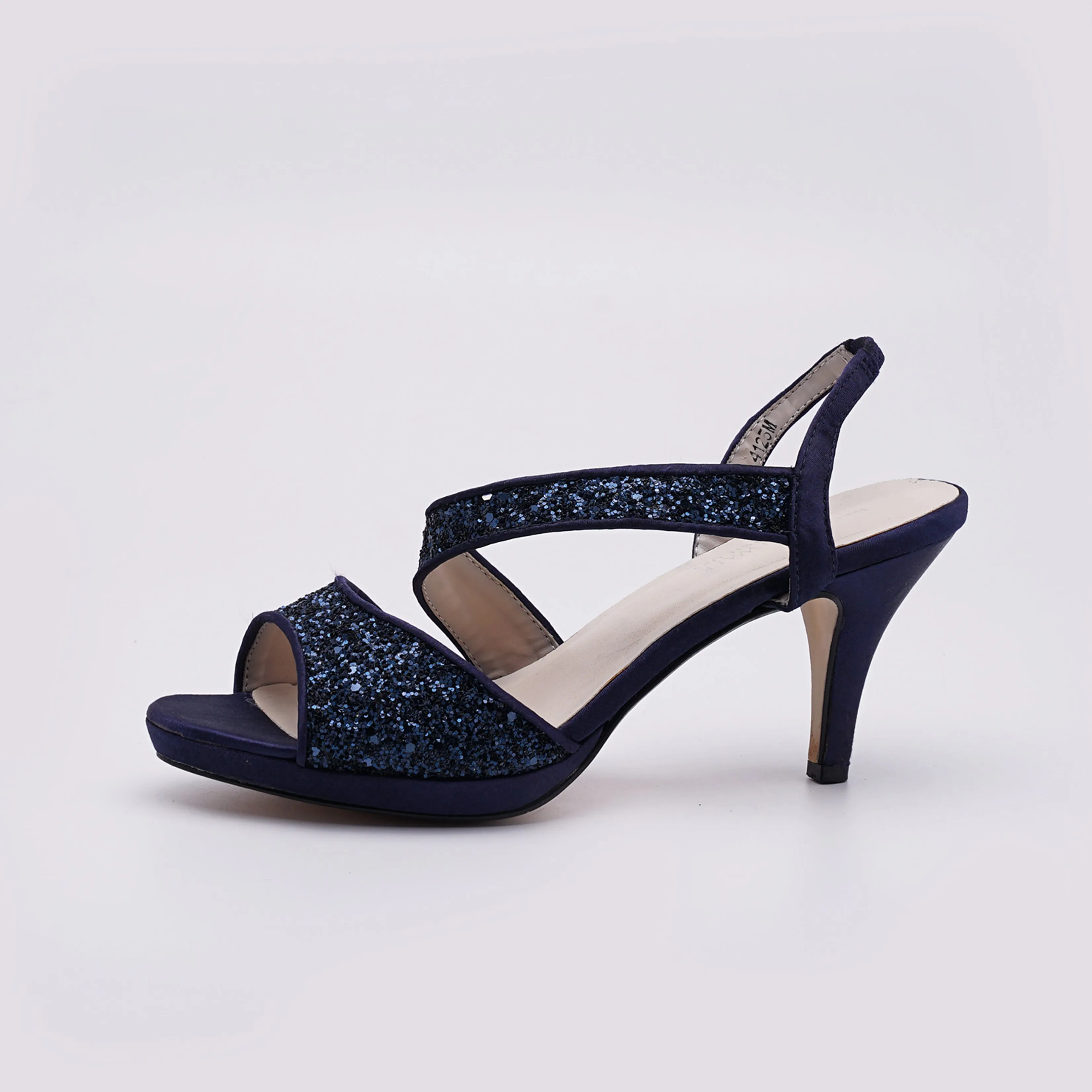 Navy Blue Glitter Slingback Heels