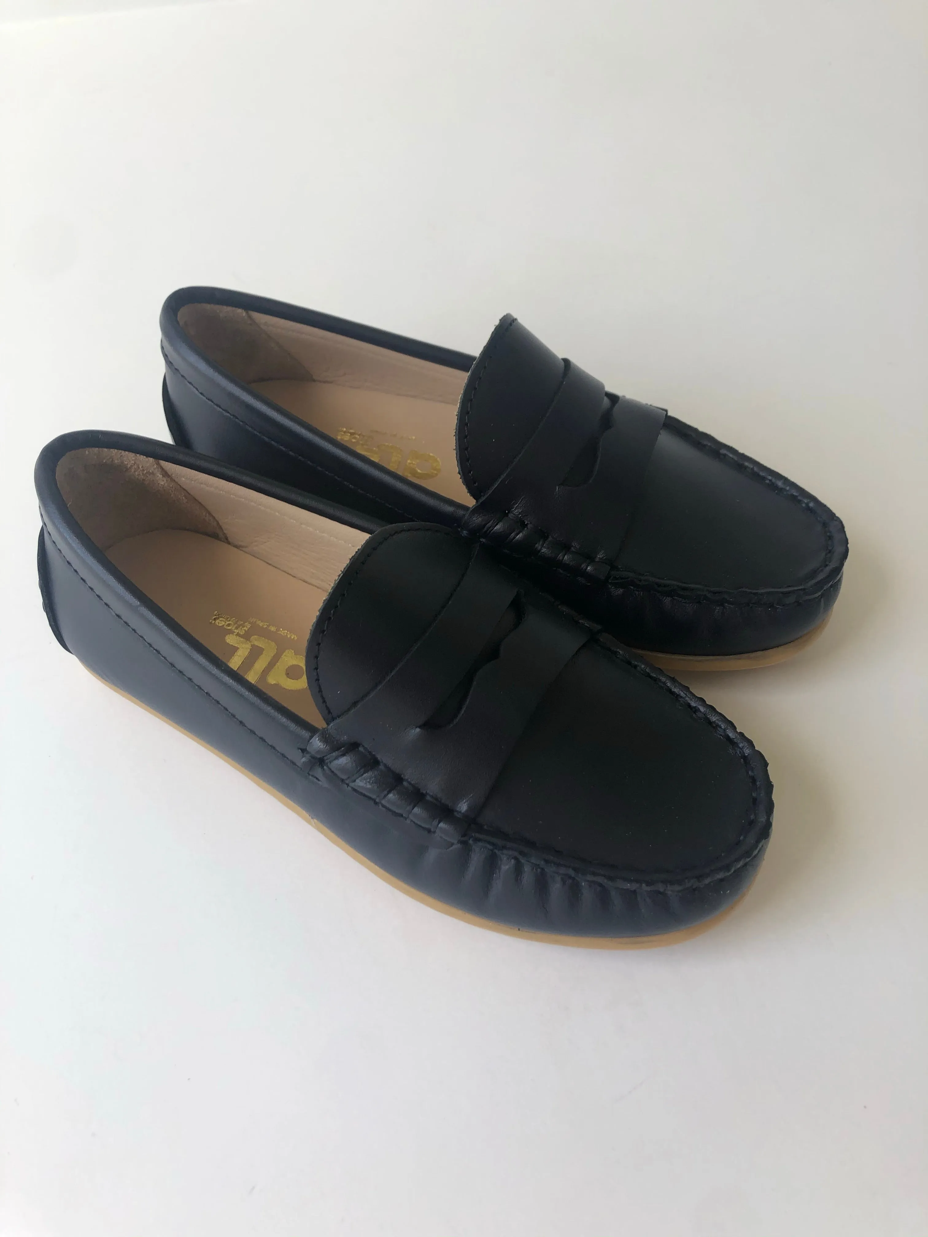 Navy leather driver moccasin