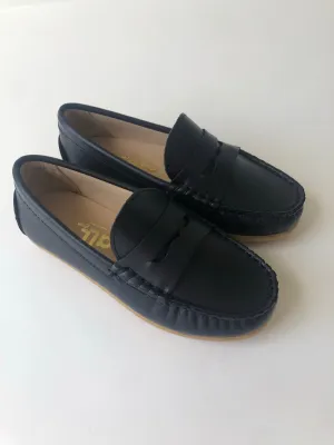 Navy leather driver moccasin