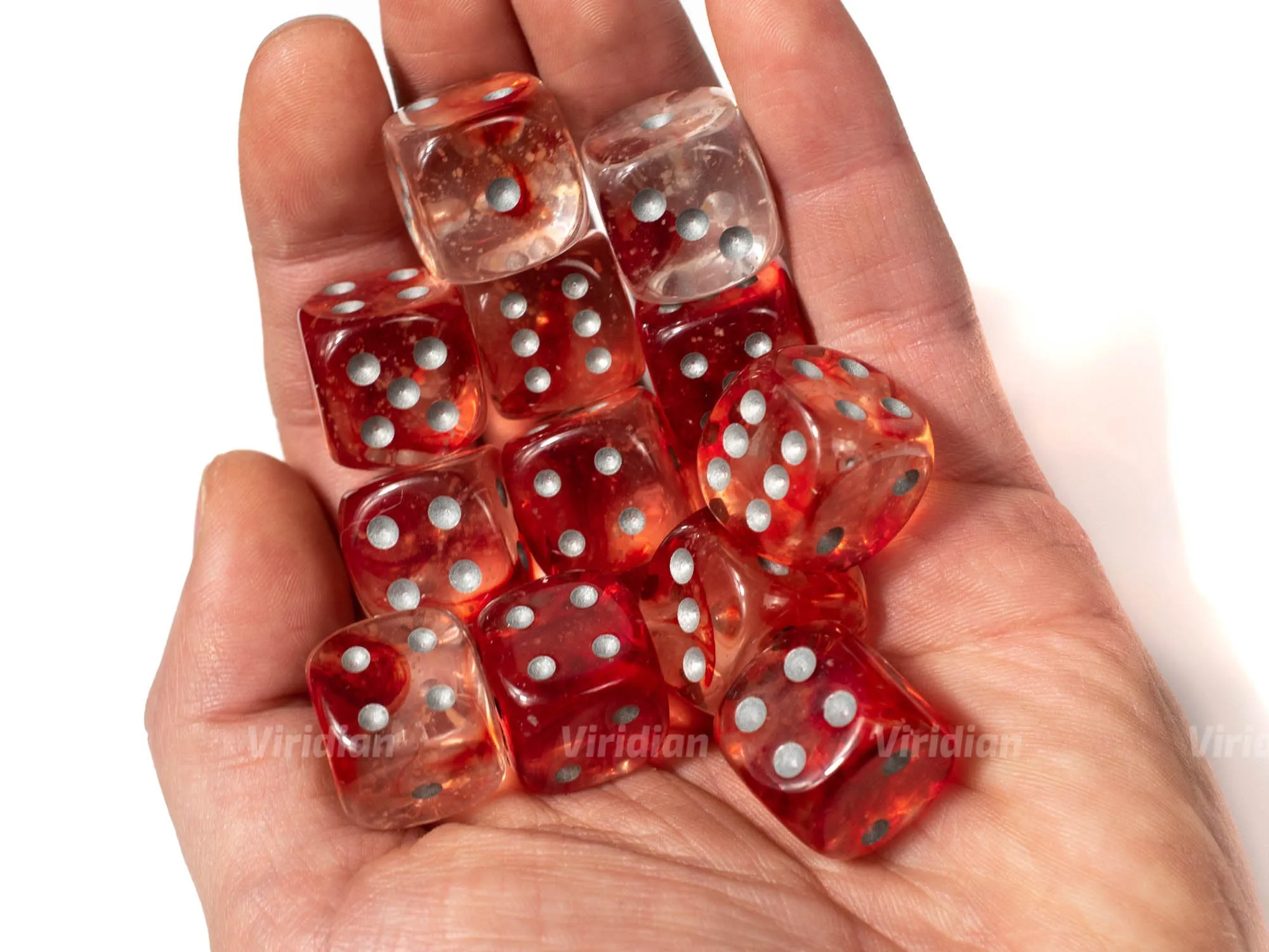 Nebula Red & Silver Luminary | Iridescent | D6 Block | Chessex Dice (12)