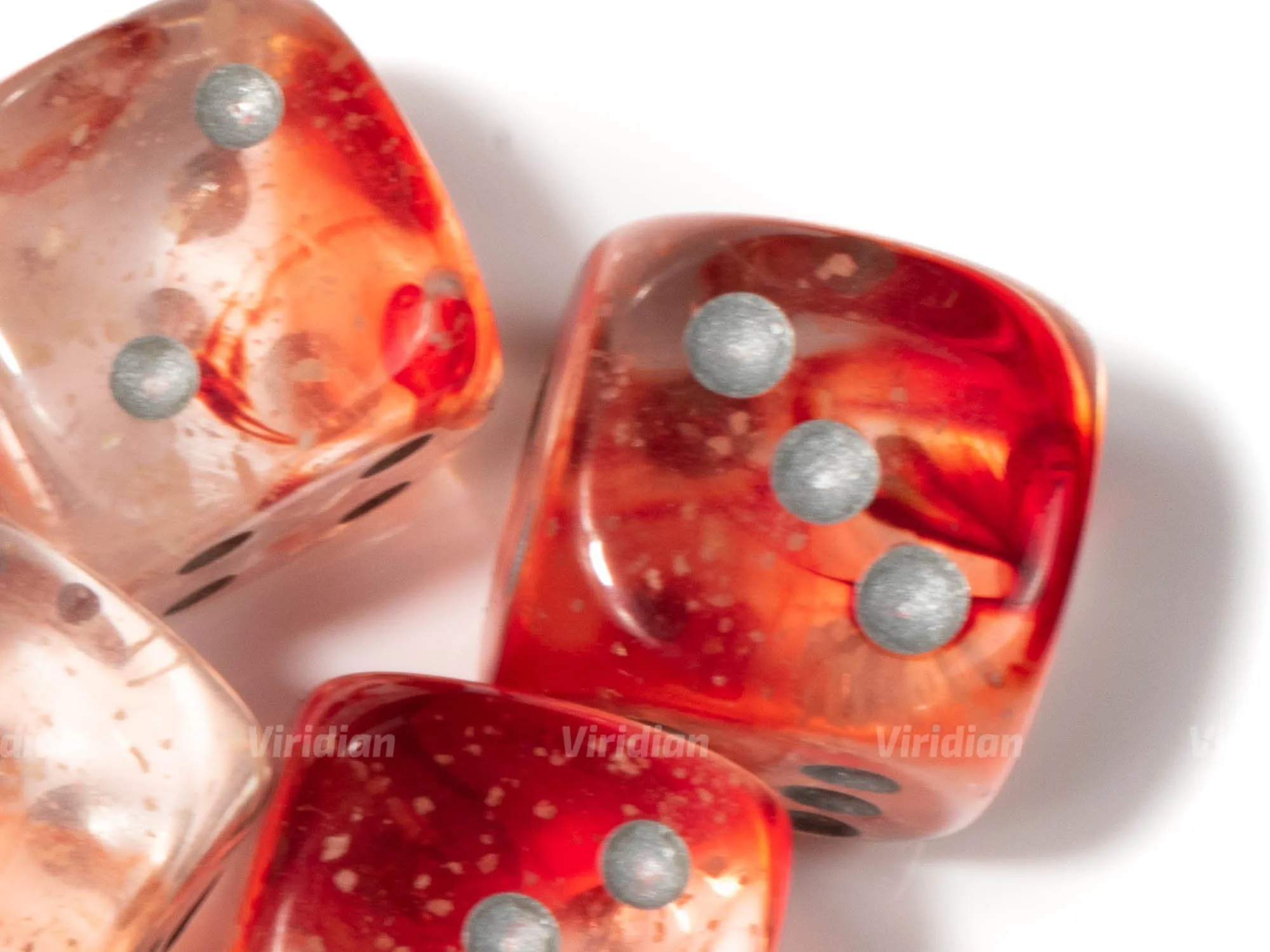 Nebula Red & Silver Luminary | Iridescent | D6 Block | Chessex Dice (12)