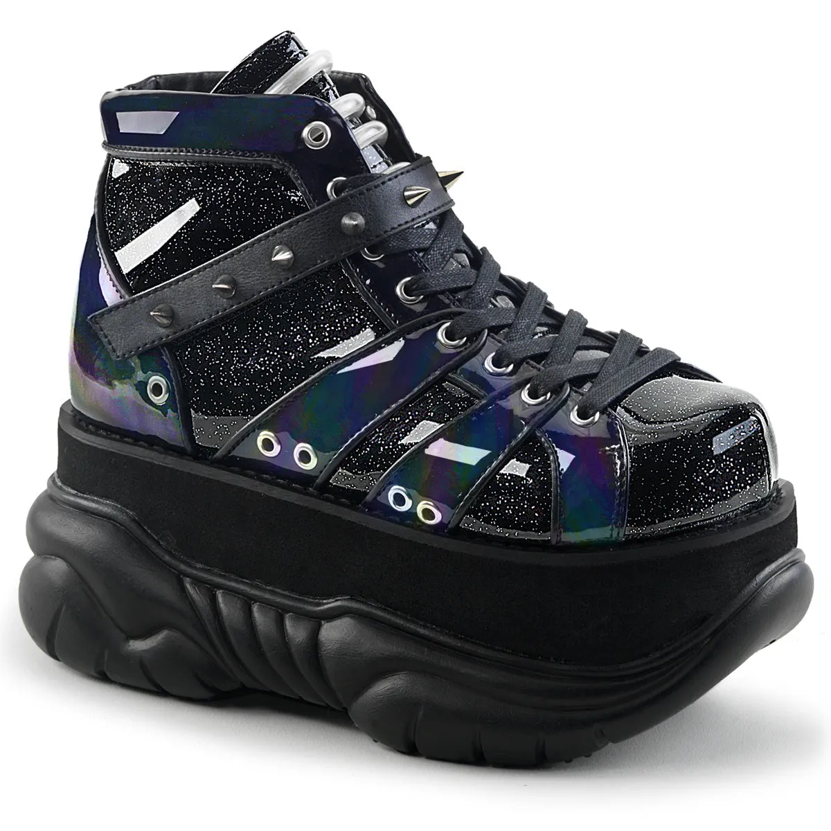 NEPTUNE-100 DemoniaCult Black Glitter Sexy Unisex Platform Shoes (Alternative Footwear)