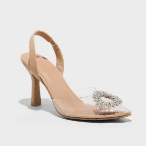 New - A New Day Women's Stiletto High Heels Ankle Strap Memory Foam Transparent Vamp