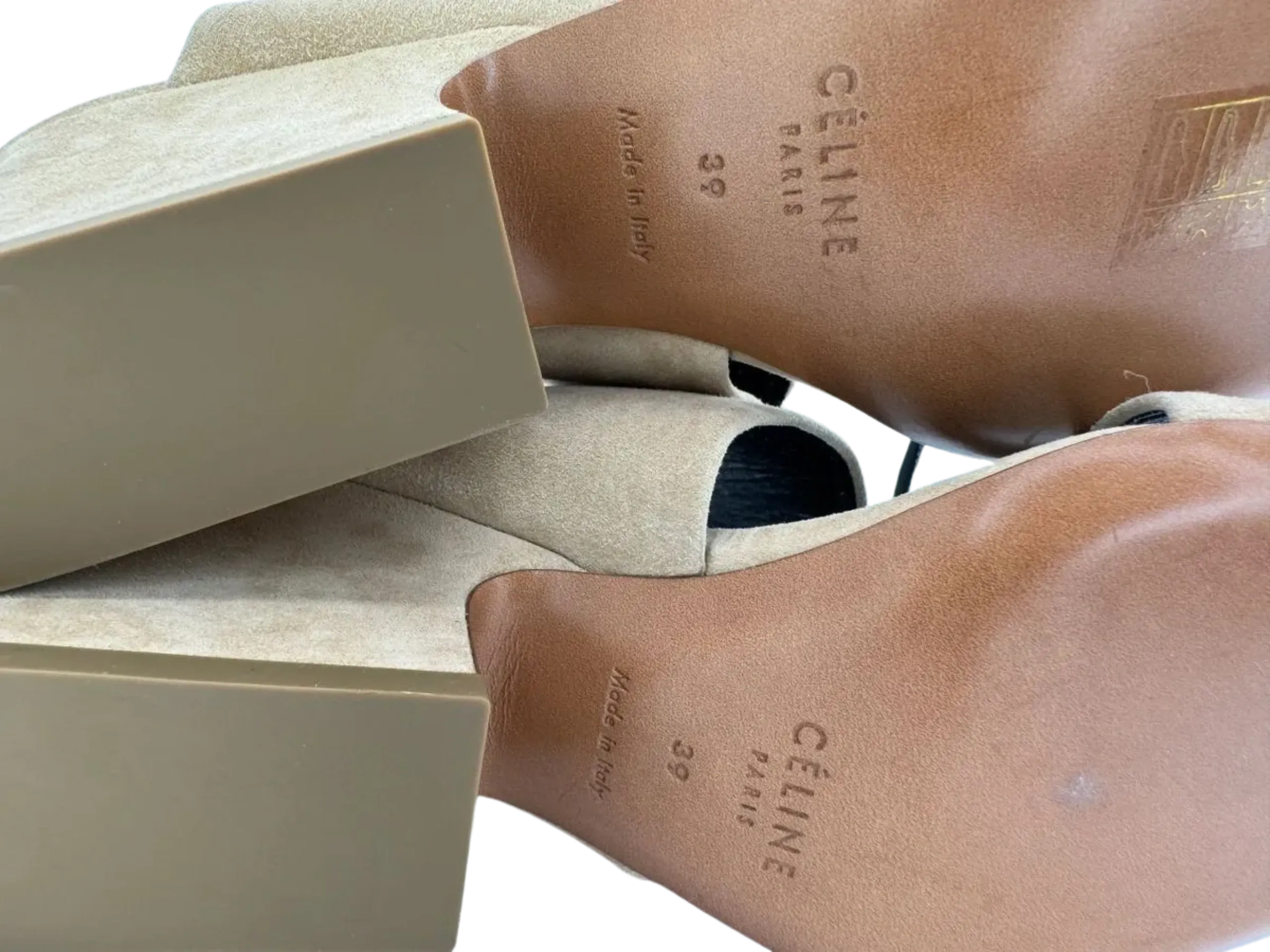 *NEW* Celine Slingback Sandals Beige Suede