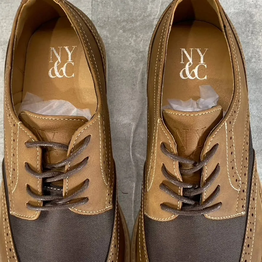 NEW YORK & COMPANY Men's Brown Faux Leather Tyler Wingtip Lace-Up Oxfords SZ 9.5