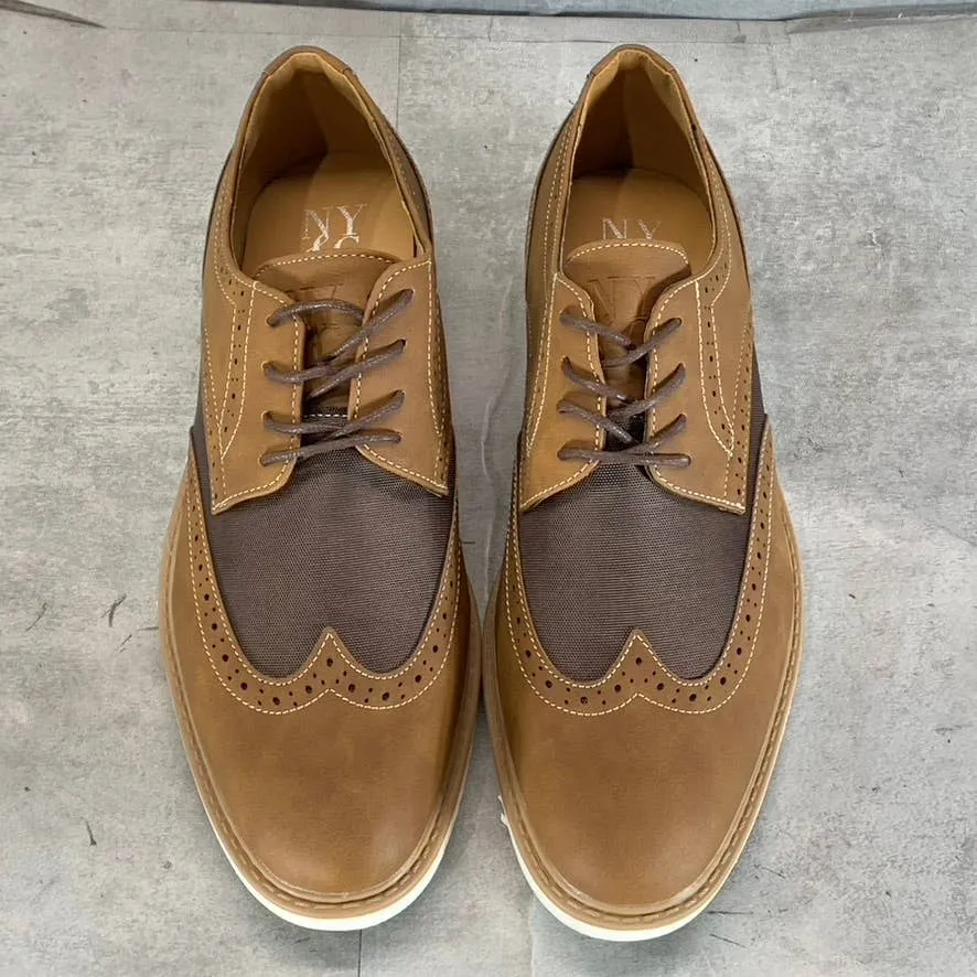 NEW YORK & COMPANY Men's Brown Faux Leather Tyler Wingtip Lace-Up Oxfords SZ 9.5