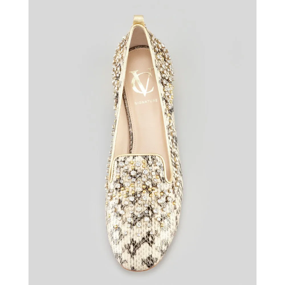 Norah Black and White Vince Camuto Signature Loafer Flat