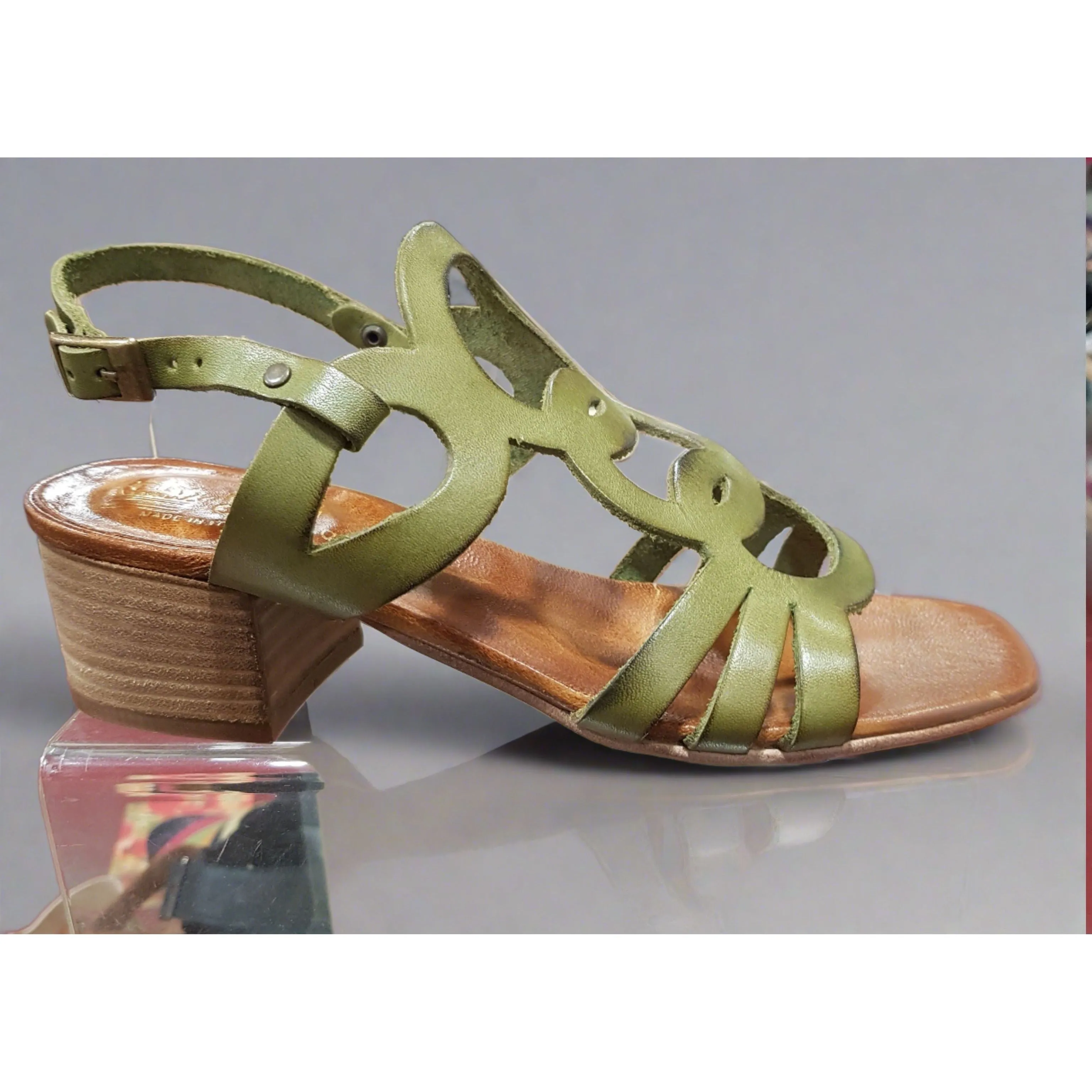 Nuovo Cuoieria E66 Khaki Italian Leather  Sandal