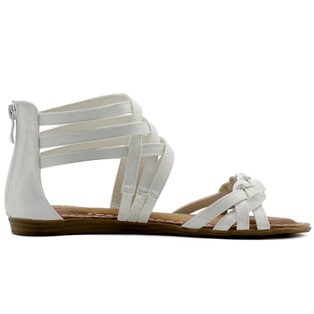 Ollio Women's Shoe Gladiator Strappy Zip Closure Multi Color Sandal