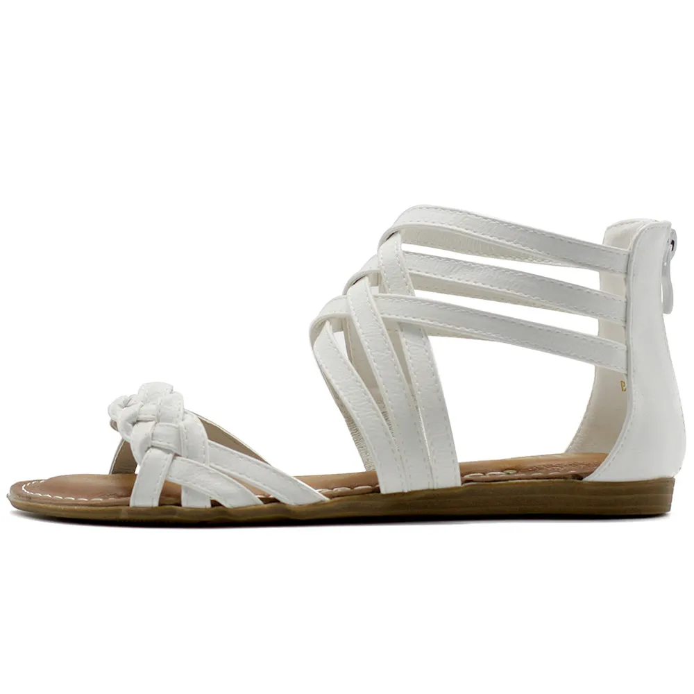 Ollio Women's Shoe Gladiator Strappy Zip Closure Multi Color Sandal