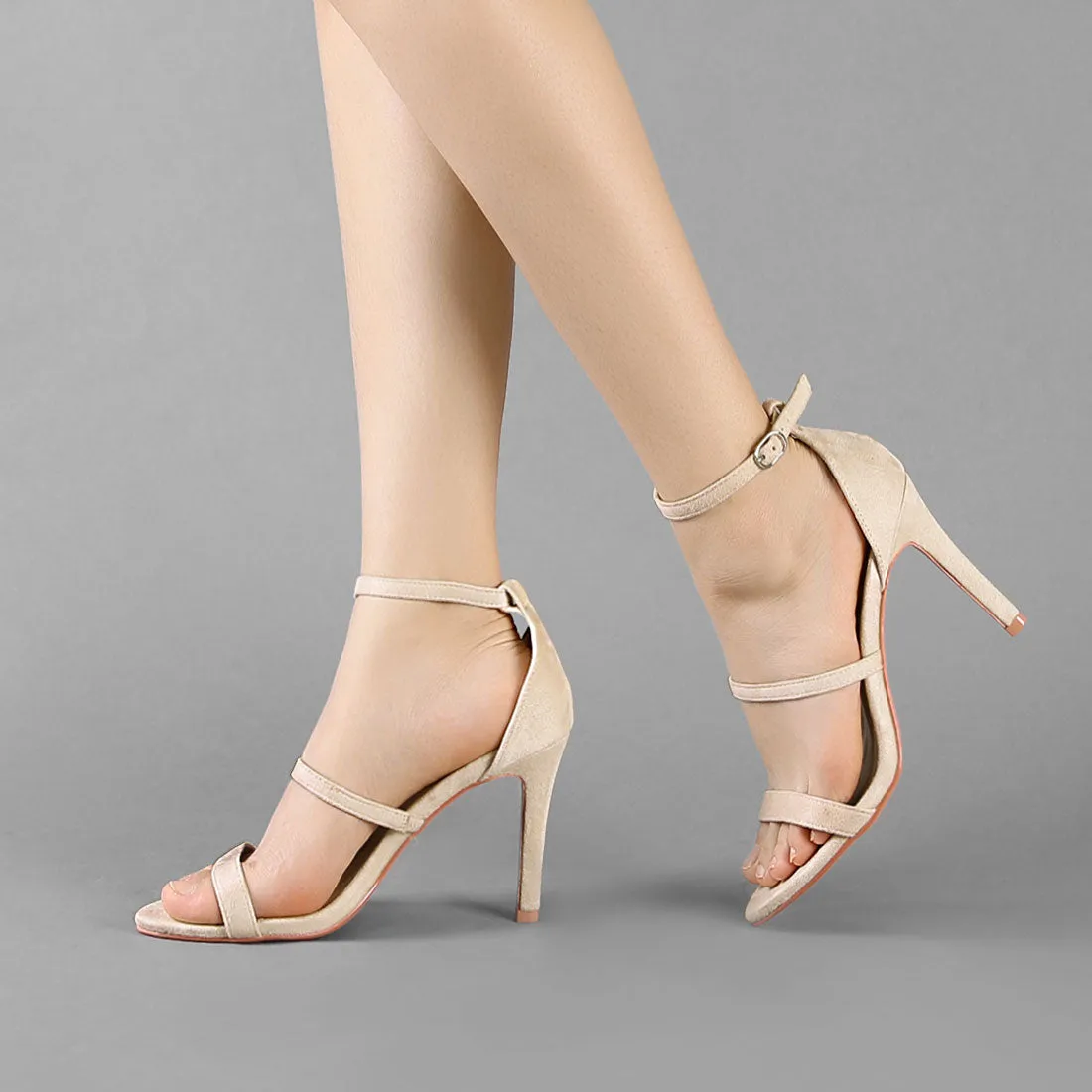 Open Toe Triple Straps Stiletto High Heel Sandals