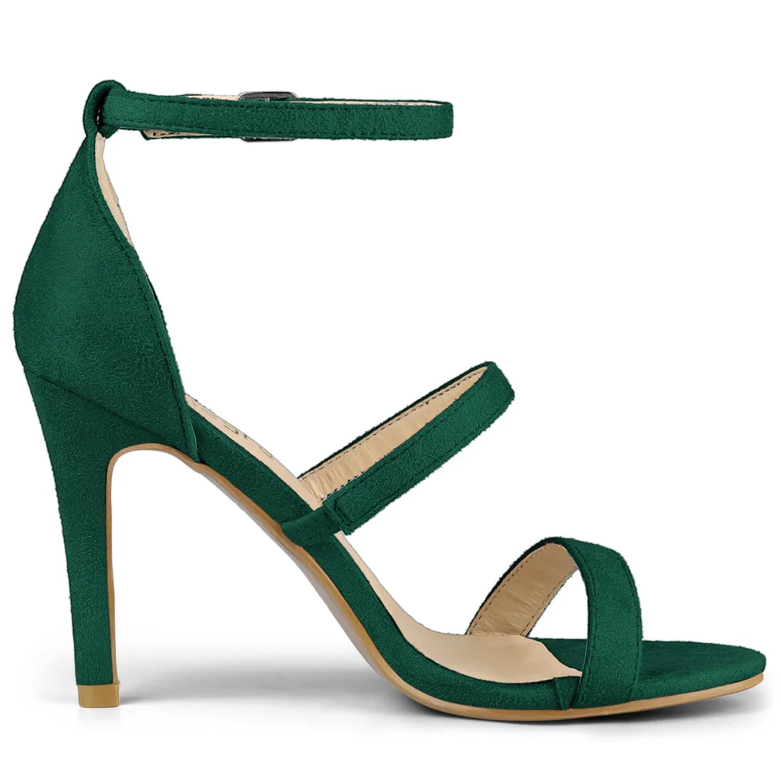 Open Toe Triple Straps Stiletto High Heel Sandals