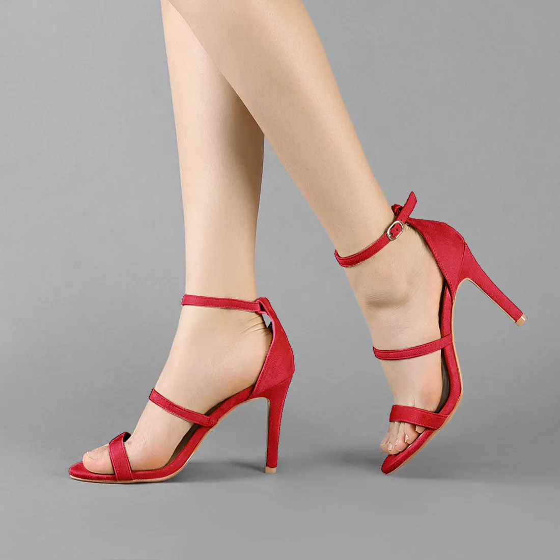 Open Toe Triple Straps Stiletto High Heel Sandals