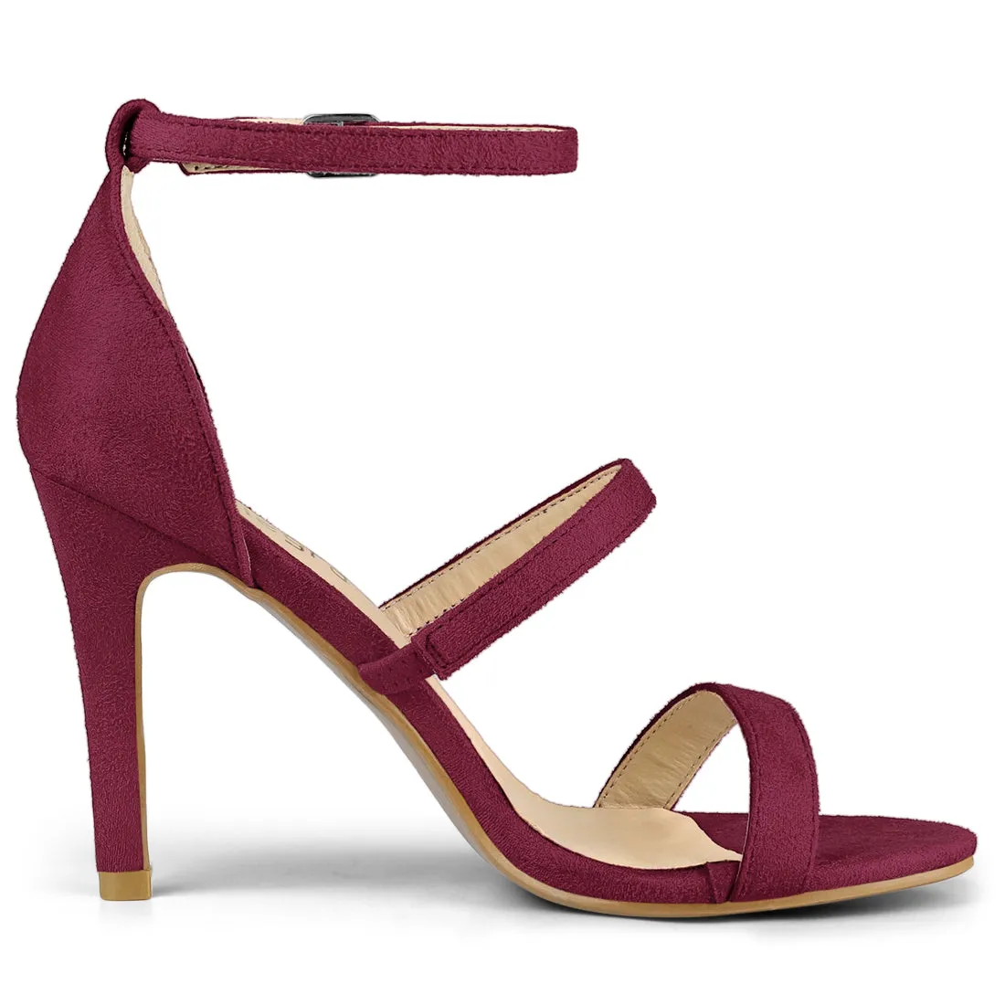 Open Toe Triple Straps Stiletto High Heel Sandals