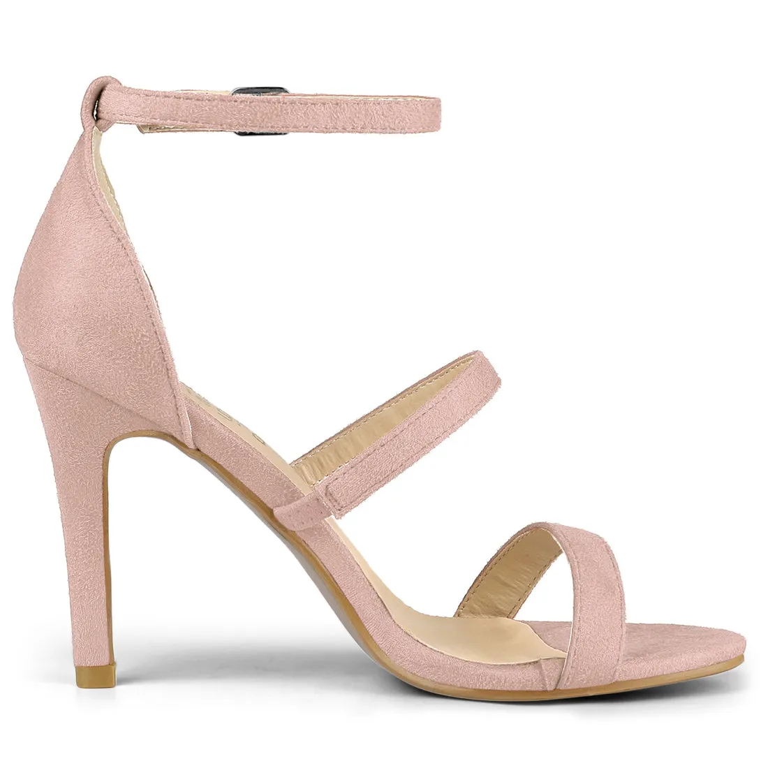 Open Toe Triple Straps Stiletto High Heel Sandals