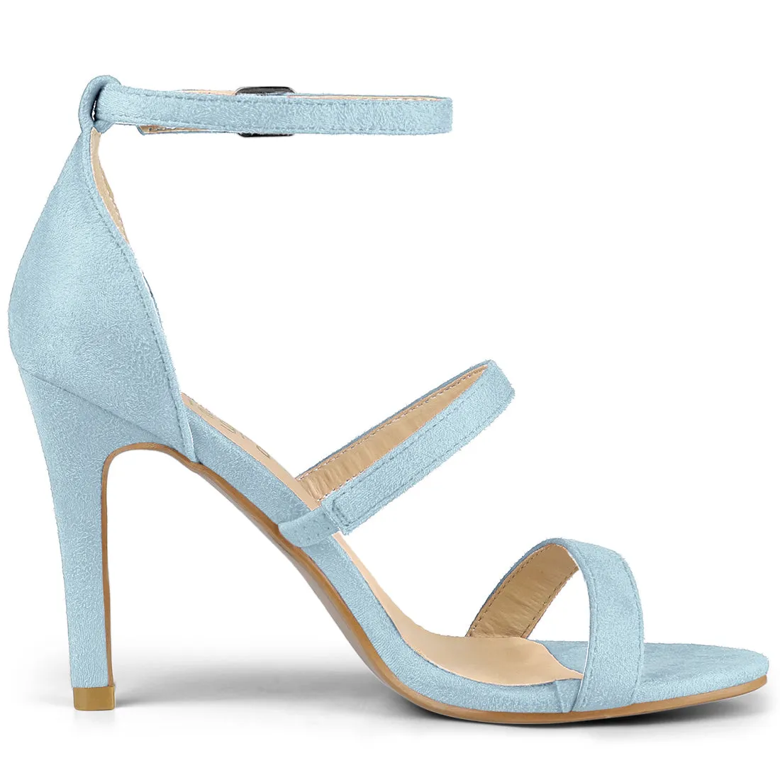 Open Toe Triple Straps Stiletto High Heel Sandals