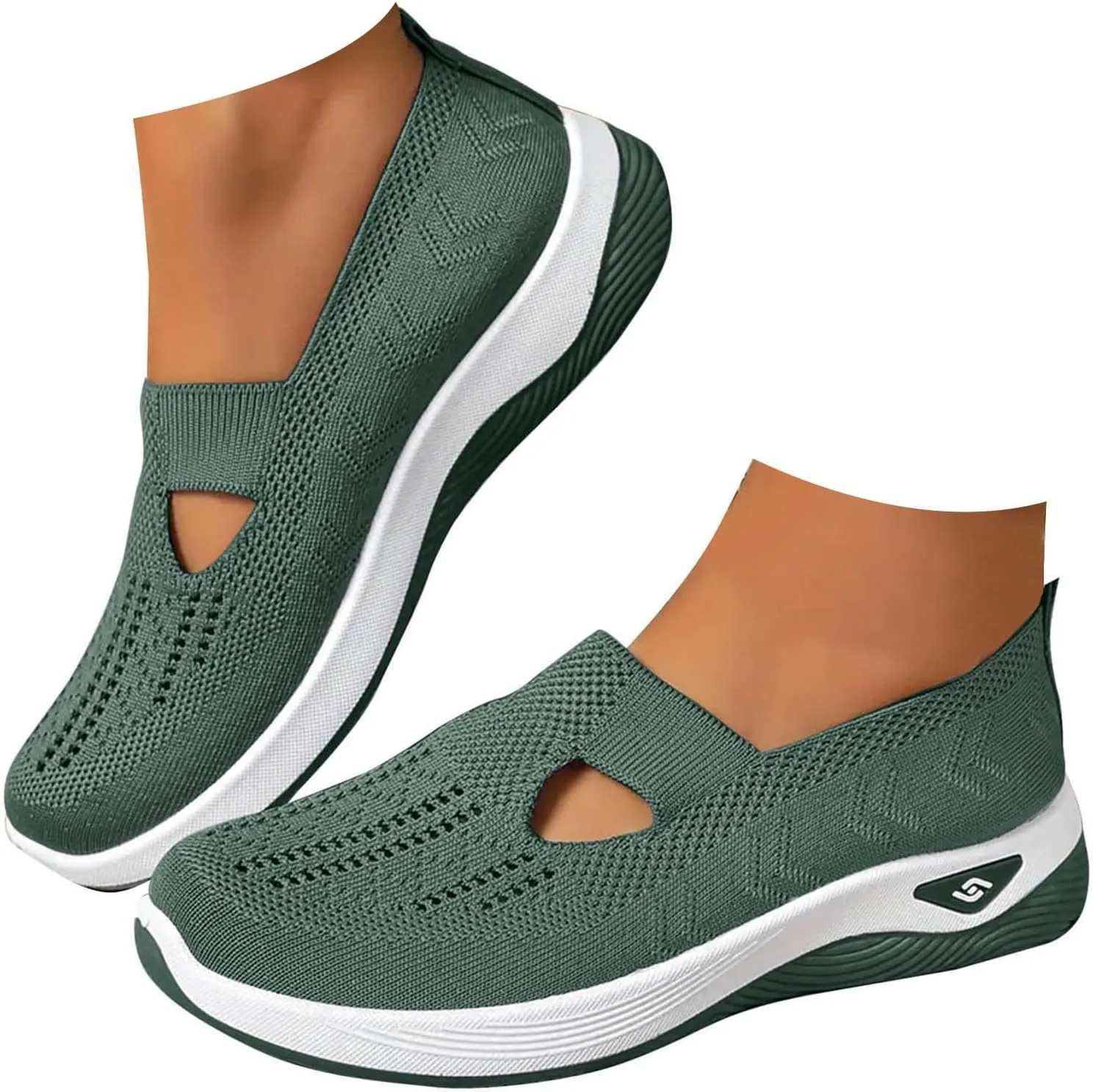 Orthopedic Shoes for Women Wide Width,Soft Mesh Ladies Sneakers Arch Support Loafers Hands Free Slip In Casual Shoes