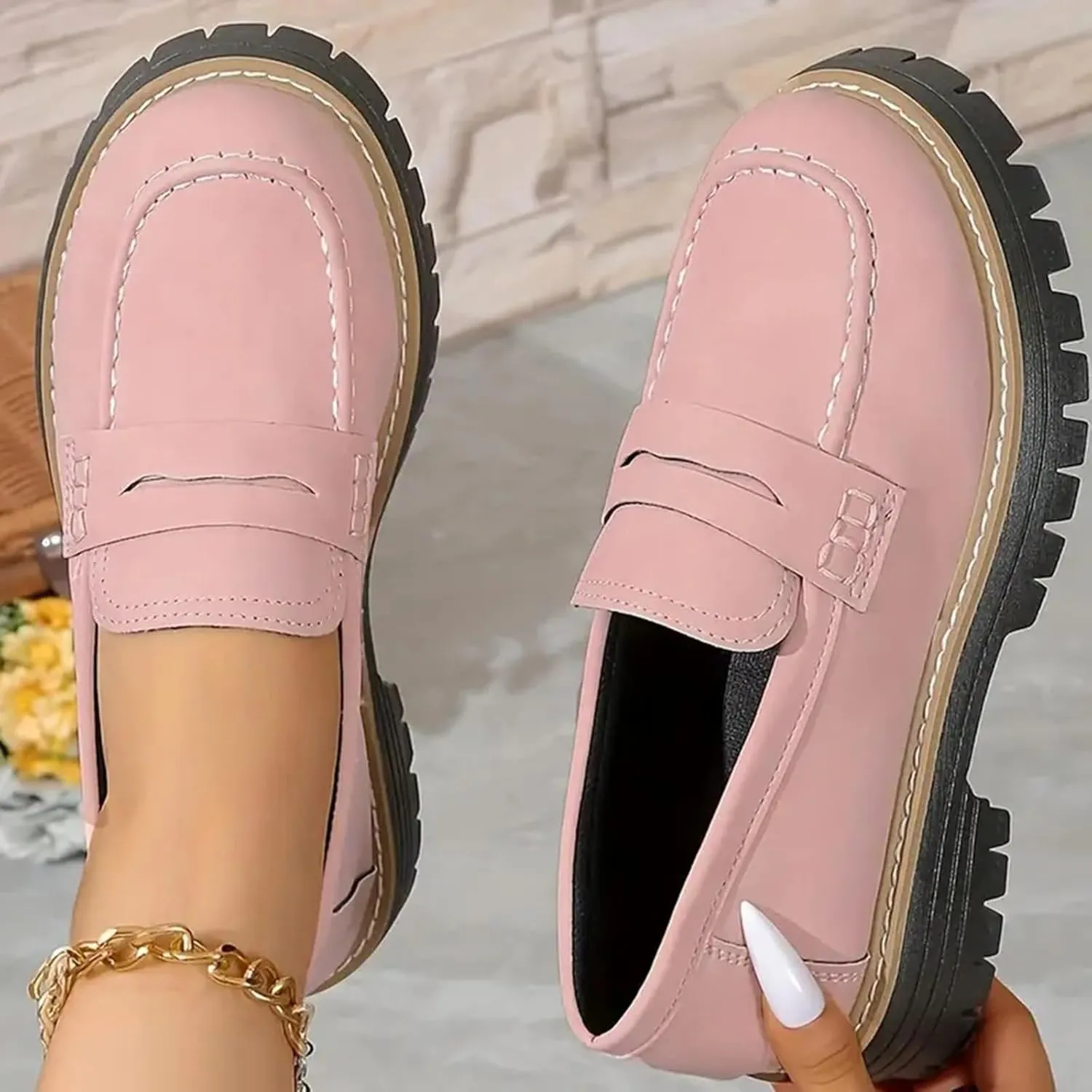 Orthoture-orthopedic Platform Loafers for Women,Wide Width Dress Shoes Ortho Comfort Shoes Slip On Penny Loafers