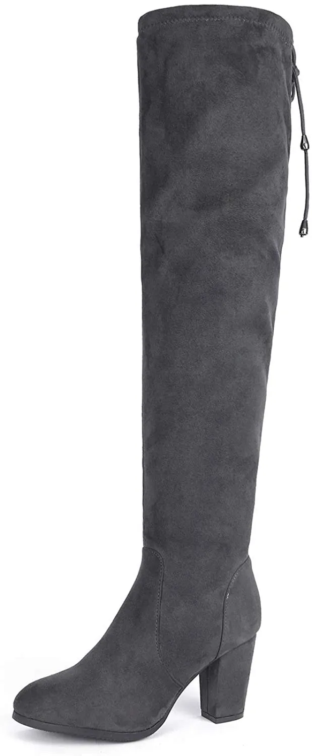 Over The Knee Block Heel Boots