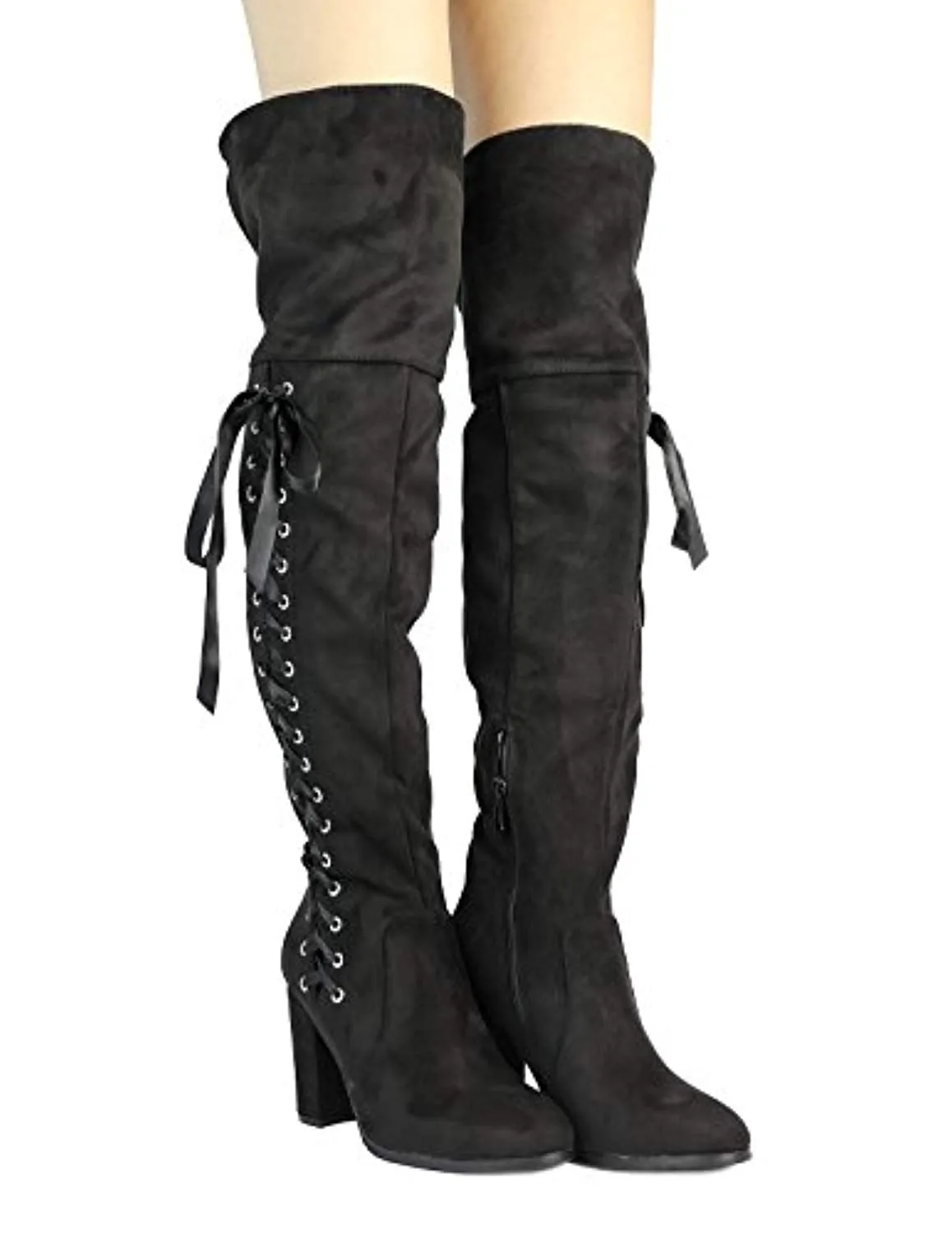 Over The Knee Block Heel Boots