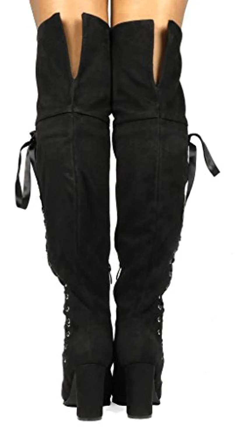 Over The Knee Block Heel Boots
