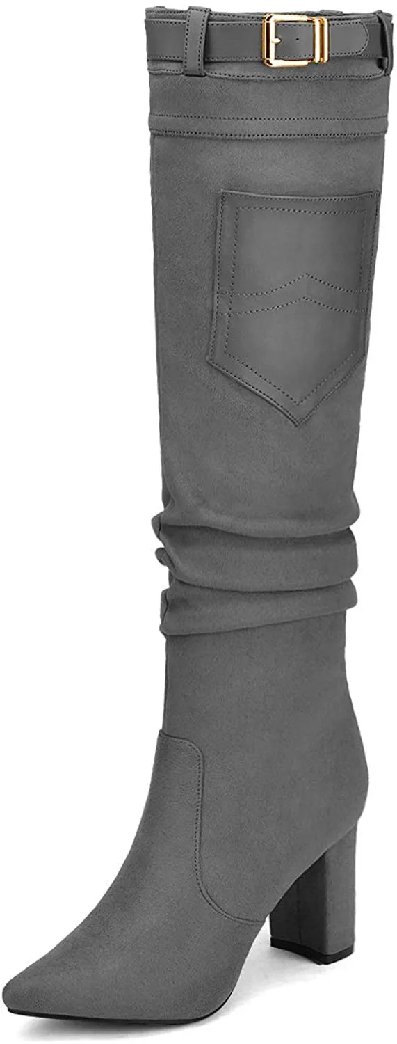 Over The Knee Block Heel Boots