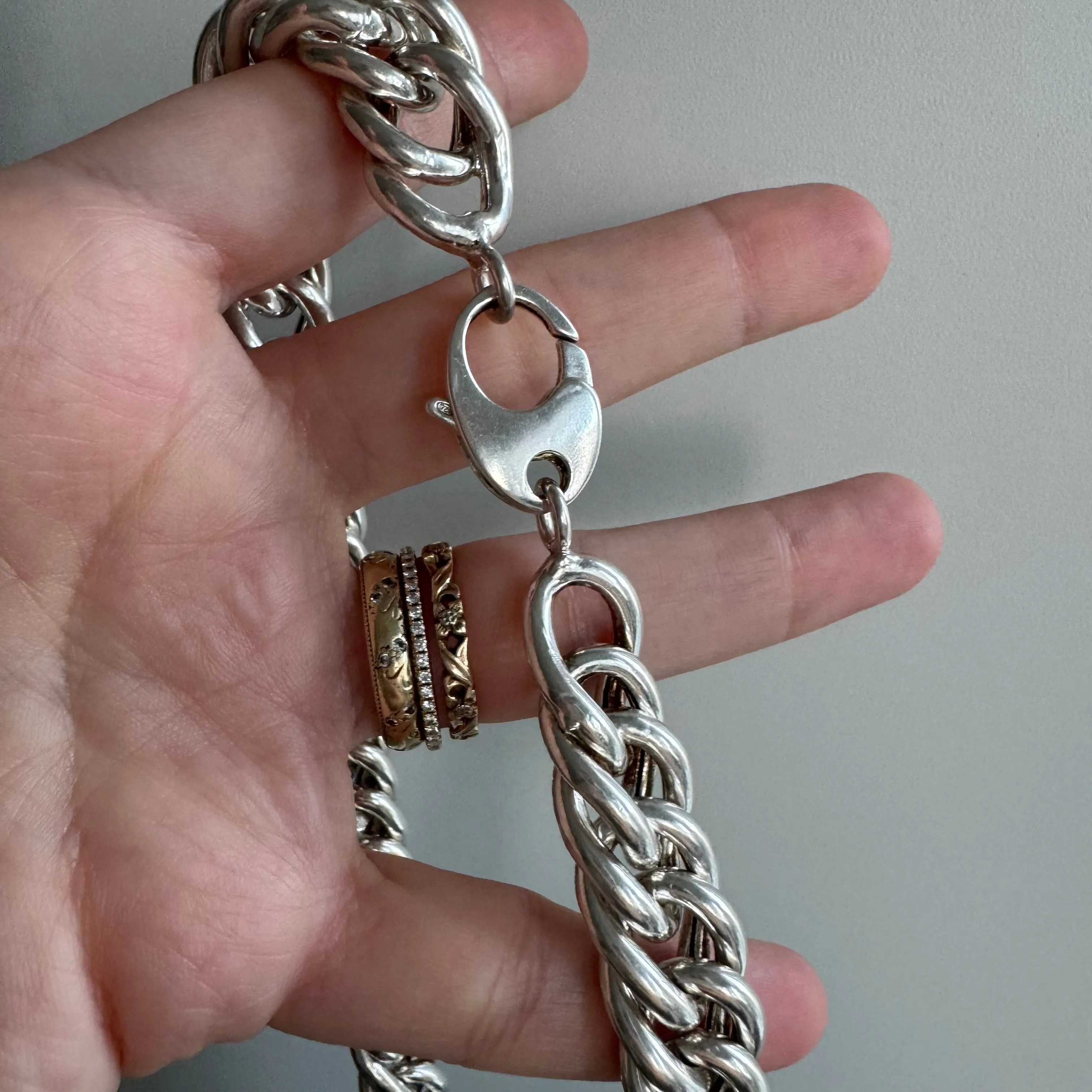 P R E - L O V E D // chunkiest curb / sterling silver wide curb chain necklace / 17.75", 80g