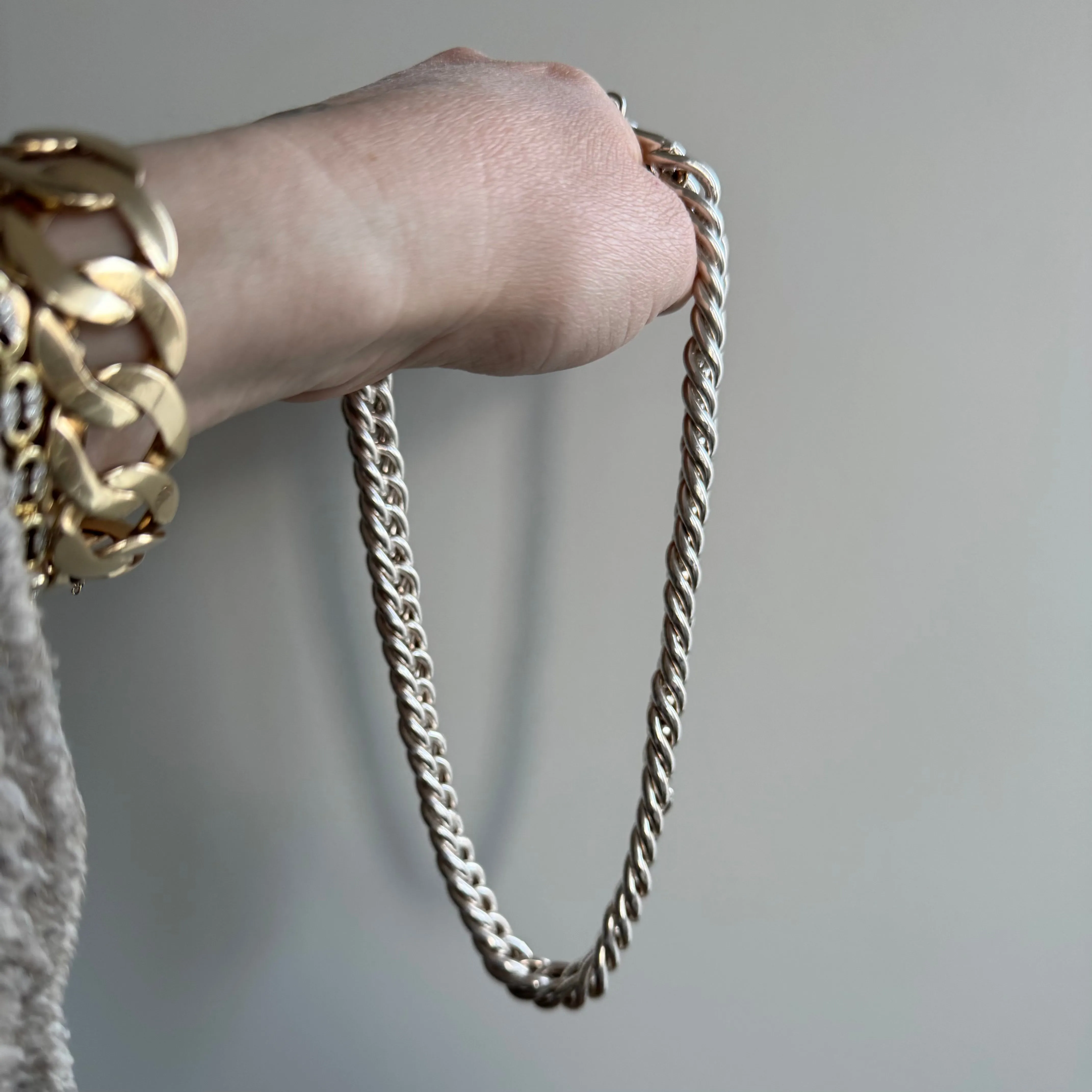 P R E - L O V E D // chunkiest curb / sterling silver wide curb chain necklace / 17.75", 80g