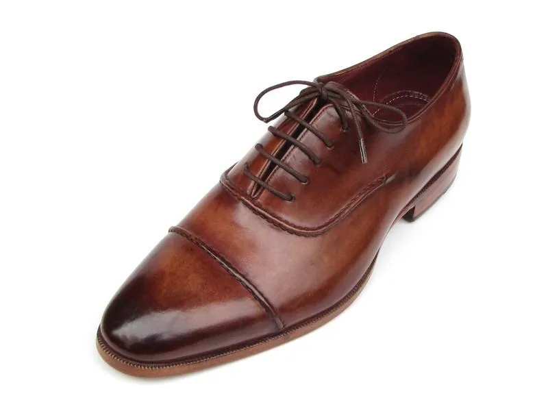 Paul Parkman Men's Captoe Brown Hand Painted Oxfords