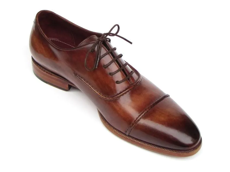 Paul Parkman Men's Captoe Brown Hand Painted Oxfords
