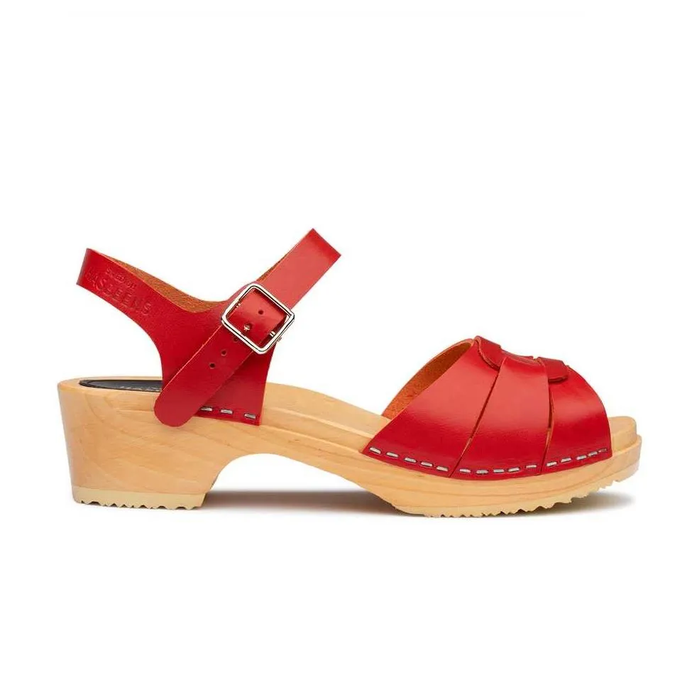 Peep Toe Low Clog (Red)