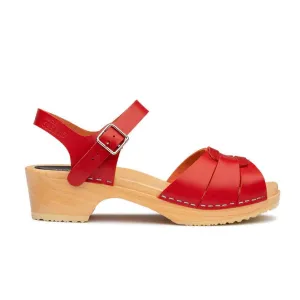 Peep Toe Low Clog (Red)