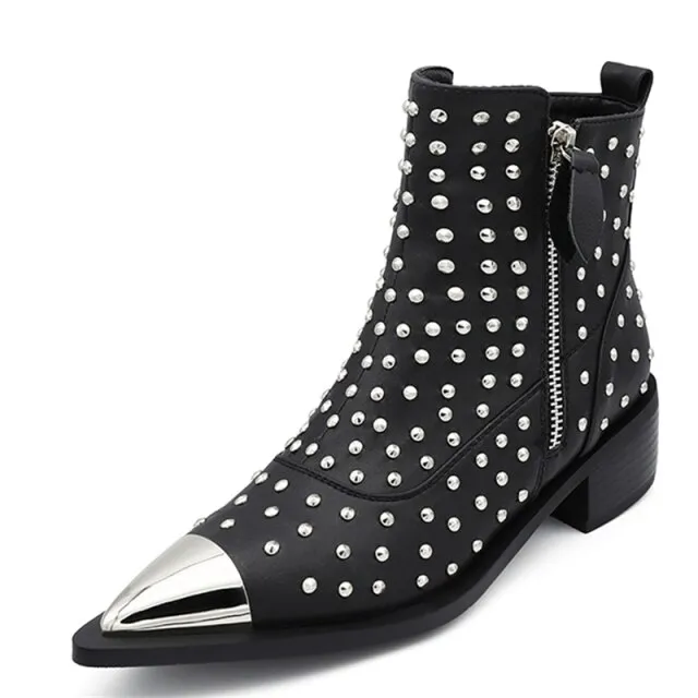 Perona Women's Pointed Toe Metal Boots
