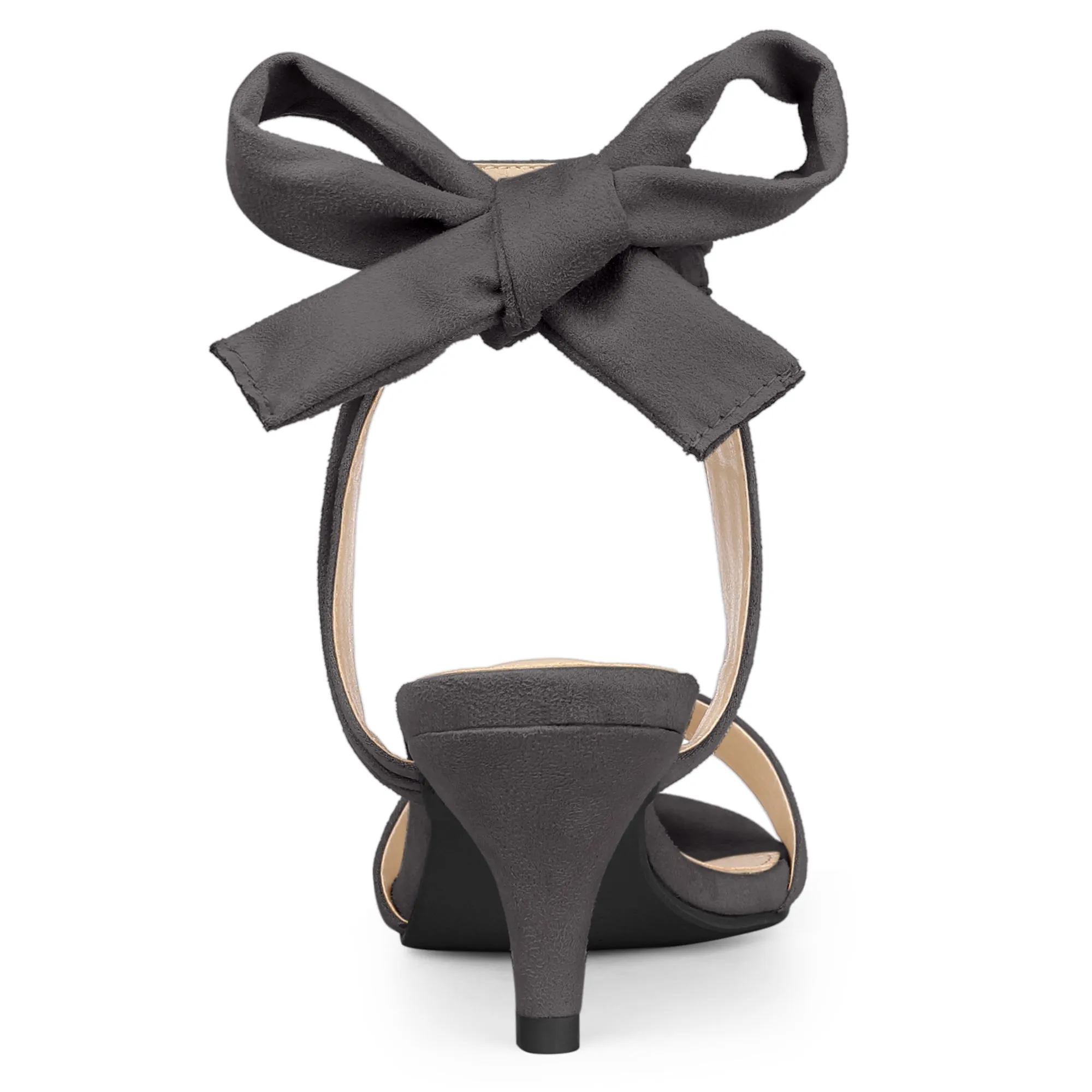 Perphy Women's Open Toe Ruffle Ankle Bow Tie Mid Heels Sandals