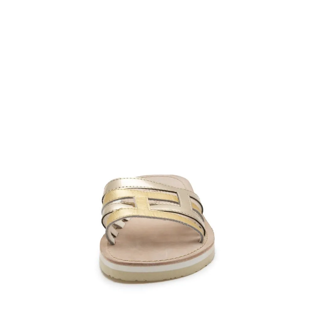 PIA Mayrich Gold strappy slides
