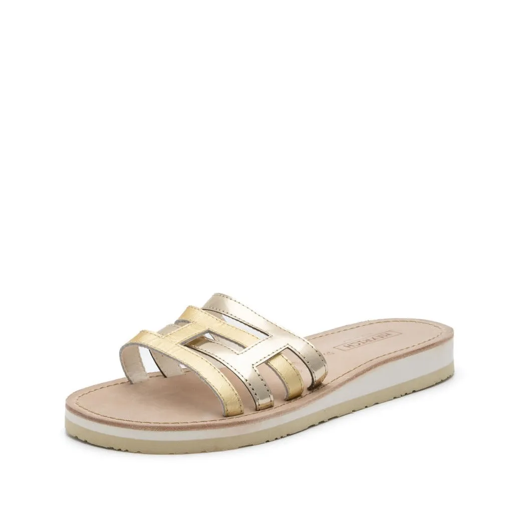 PIA Mayrich Gold strappy slides