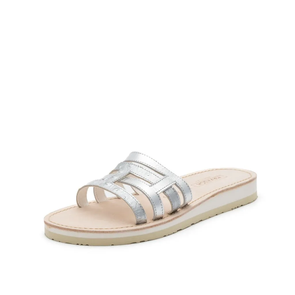 PIA Mayrich Silver strappy slides