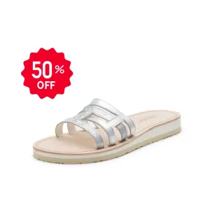 PIA Mayrich Silver strappy slides