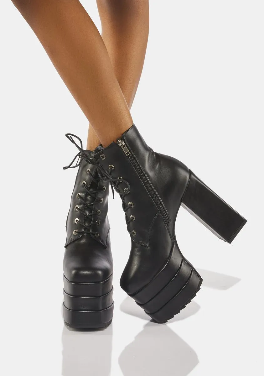 Pink Heart Begging Please Platform Boots