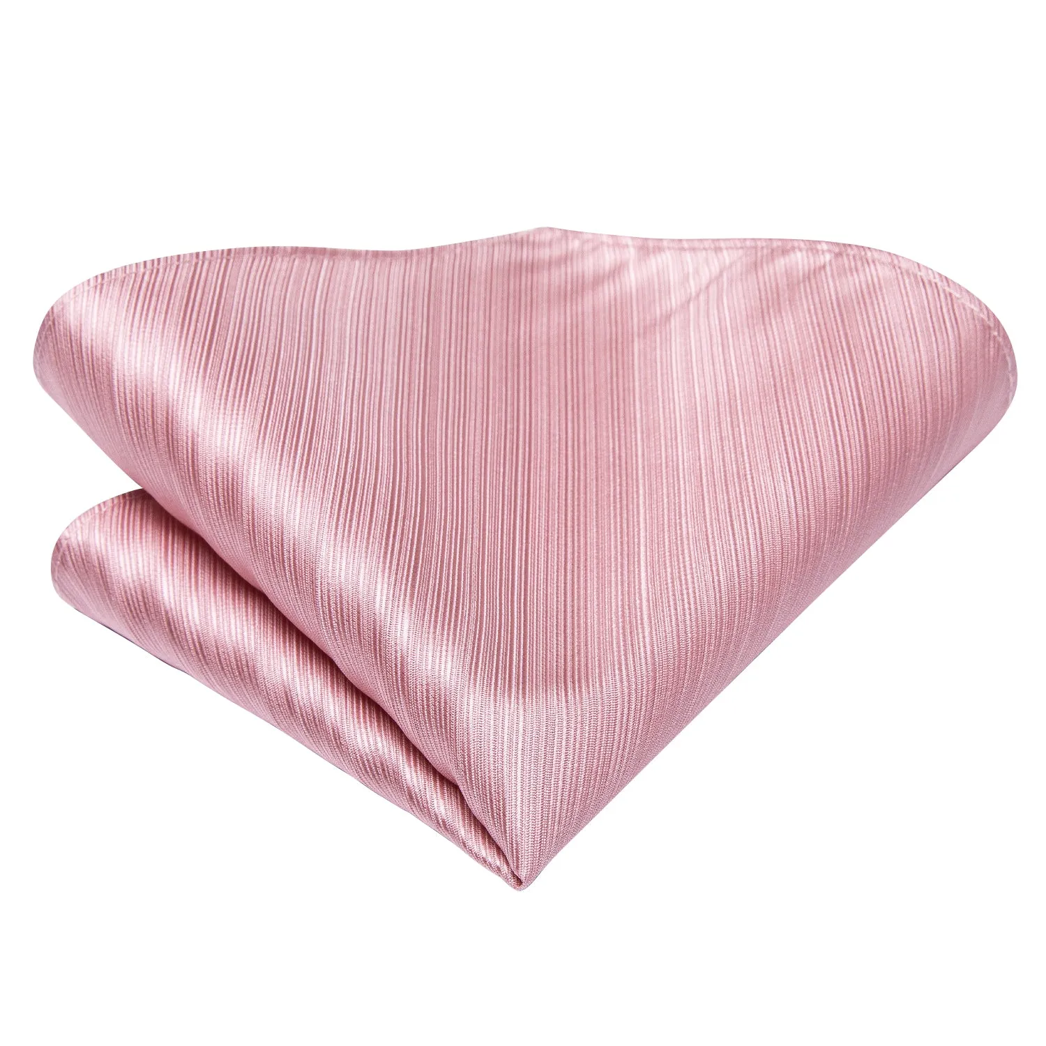 Pink Solid Self-tied Bow Tie Pocket Square Cufflinks Set