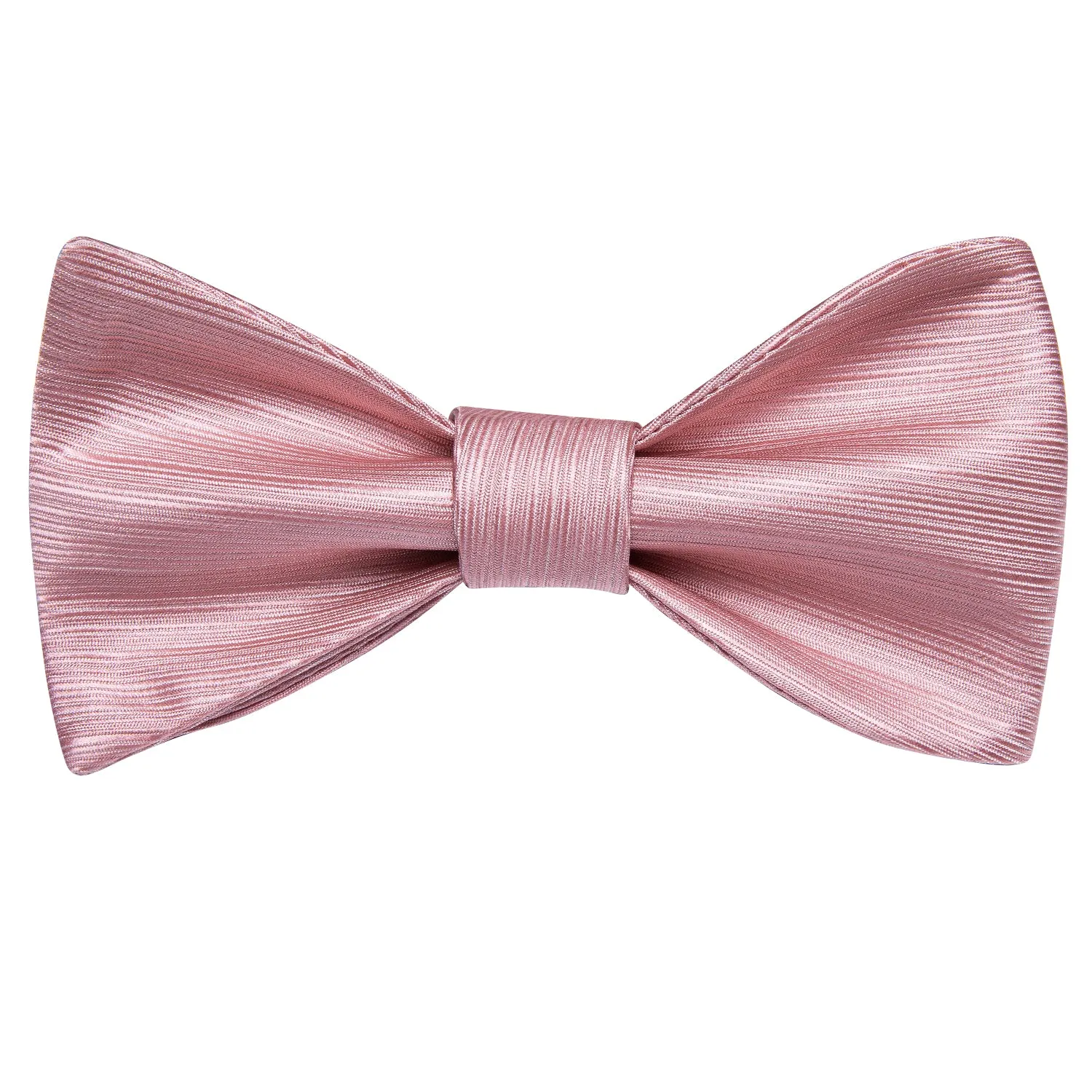 Pink Solid Self-tied Bow Tie Pocket Square Cufflinks Set