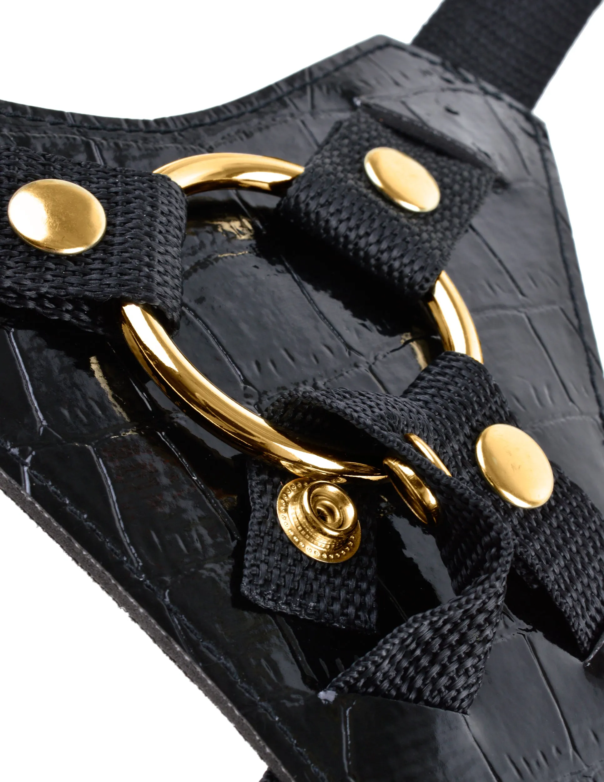 Pipedream Fetish Fantasy Gold Designer Strap on Harness Kit with 7 inch Realistic Dildo Black