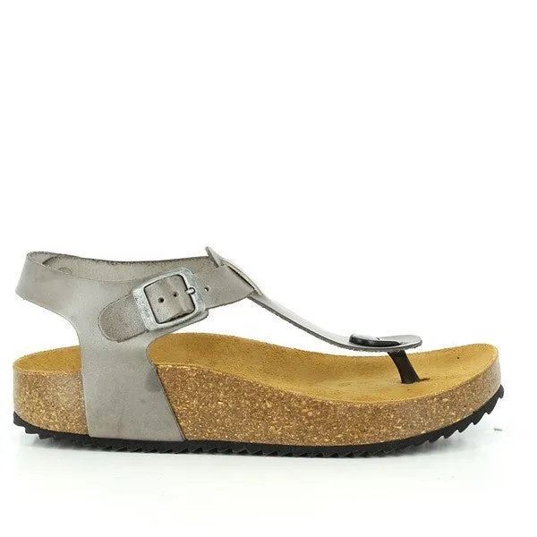 Plakton 341676 Grey Slingback Thong Sandals
